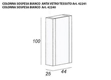 Mobile bagno sospeso moderno Roxanne bianco e vetro cm 75, con specchio a led, lavabo in vetro e colonna vetro
