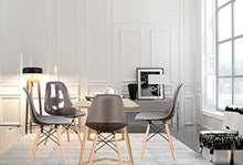 4 sedie trasparenti in policarbonato con gambe in legno massello di metallo, cucina, soggiorno, sala da pranzo, ufficio, camera da letto, scuola biblioteca all'aperto (grigio)