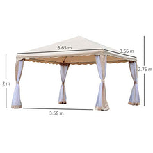 Outsunny Gazebo Tendone da Giardino Impermeabile in Poliestere Beige, 365 x 365cm