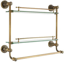 GDFEH Bagno Scaffale Completo Doppia Tiers Bagno Bagno Scaffale per Doccia Scaffale Scaffale Temperato Posaggio in Vetro temperato Scaffale per Il Bagno Staffa cosmetica 19.6x23.6x20.4 Pollici