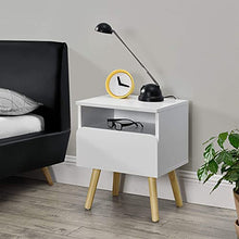 [en.casa] Comodino da Notte con Cassetto e Scompartimento Aperto 50 x 40 x 34 cm Tavolino da Salotto Portaoggetti Bianco