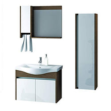 Homemania LGB-855 Set Mobili Logan 80 da Bagno, Bianco, Legno, in MDF, Ceramica, Specchio, Metallo