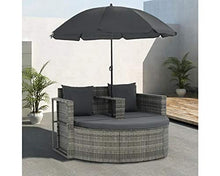 Divano da giardino con ombrellone, poltrona da giardino a 2 posti, con cuscino divano da giardino in resina intrecciata per cortile, terrazza, piscina
