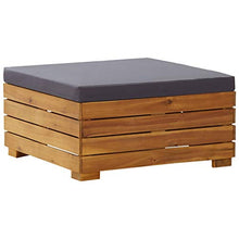 Tidyard Ottomana Poggiapiedi per Divano Modulare da Giardino in Legno Massello di Acacia con Cuscino Grigo Grigio,Penisola per Divano Modulare da Giardino Legno,Ottomana da Giardino 68x68x30 cm