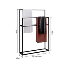Y-only Porta Asciugamani a piantana Nero, Porta Asciugamano da Terra con 3 Braccia, Porta Asciugamano da Terra, Resistente, Robusto e Resistente alla ruggine black-65x20x110cm