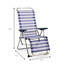 SOLENNY 50001072735212 – Sdraio regolabile da giardino, Relax, 5 posizioni, con schienale anatomico, blu e bianco