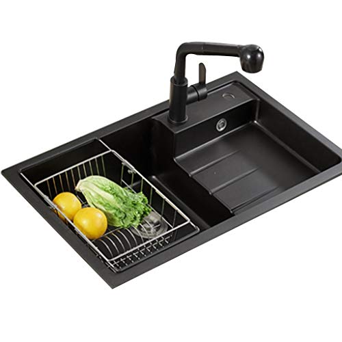 YUESFZ Lavabi Tavolo di Lavaggio della Cucina E della Frutta della Cucina Domestica del Salone Lavabo in Bagno, Bagno, WC Lavabo in Polvere (Color : Black, Size : 80 * 46cm)