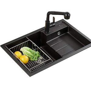 YUESFZ Lavabi Tavolo di Lavaggio della Cucina E della Frutta della Cucina Domestica del Salone Lavabo in Bagno, Bagno, WC Lavabo in Polvere (Color : Black, Size : 80 * 46cm)