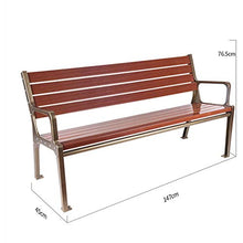 Panchina da giardino panchina da giardino panchina per il tempo libero, panca in legno massello anticorrosivo a 3 posti con braccioli, panca in alluminio pressofuso resistente alle intemperie con