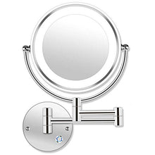 MRJ Specchio Ingranditore da Trucco, Specchio da Bagno, Specchio Cosmetico Illuminato Ingradimento 10X con Luce LED, Cromato in Metallo