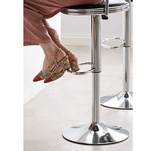 TopJiä Seggiola da Bar con Schienale con Poggiapiedi,Moderni Sgabelli da Bar Regolabile da Bar 60-80cm,Girevole Sedia Domestico Bar Seggiolone,Cromo Base Portante di Carico 150kg