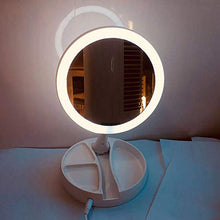 ZXFMT Specchio ingranditore Pieghevole a LED Illuminato a 360 Gradi Specchio ingranditore 10X con luci Specchio Pieghevole Illuminato a Specchio per Trucco cosmetico