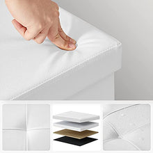 SONGMICS Pouf Contenitore, Cassapanca Contenitore da 120 Litri con Coperchio Ribaltabile, con Sedile Imbottito e Supporto in Metallo, Pieghevole, 110 x 38 x 38 cm, Bianco LSF75WT