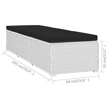 Tidyard Lettino Prendisole Reclinabile con Tavolino in Polyrattan Bianco,Sedia a Sdraio Prendisole da Giardino Rclinabile in Rattan,Lettino da Sole Singolo,Lettino da Piscina Patio 195x60x31 cm