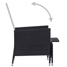 SKM Set Divani da Giardino 3 pz con Cuscini in Polyrattan Nero (30kg)