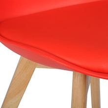 WOLTU 2X Sedie da Cucina con Schienale di Plastica Seduta Morbida di Ecopelle Gambe in Legno Rosso BH29rt-2