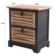 Rebecca Mobili Re4548 - Mobiletto Comodini con 2 cassetti, Legno, Urban Retrò, Nero/Marrone, 45 x 42 x 29 cm