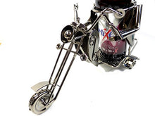 Portabottiglie da birra moderno portabottiglie moto in metallo in argento altezza 22 cm lunghezza 26 cm
