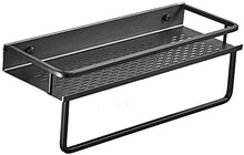 AINIYF Bagno Bagno Doccia Mensola Organizzatore Parete Punch Spazio Libero in Alluminio rettangolo igienici 1/2 Livello Torre Hanger Hook Up di Scarico, Nero