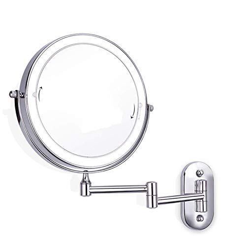 Specchio, Specchio da Bagno con luci a LED a Parete, Specchio per Il Trucco di vanità Touch Screen con ingrandimento 10x, Specchio da Barba Girevole a 360 ° ed Estensibile, Specchio cosmetico per Spa