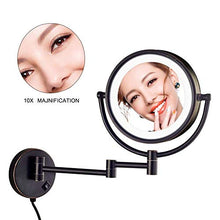 DIELUNY Specchio per Il Trucco Specchio per Trucco a LED a Parete Specchio per Trucco 10X, Specchio da Barba Pieghevole da 8 Pollici, Specchio cosmetico da Parete Estensibile bifacciale per Bagno
