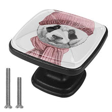 Portrait of Panda with hat and scarf Pomelli per Porta Set di 4 Pomelli per Mobili Manopole per Cassetti Cucina Armadio Vetro