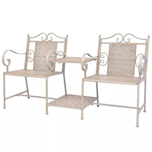 Shengtaieushop mobili da giardino Loveseat acciaio bianco esterno panche