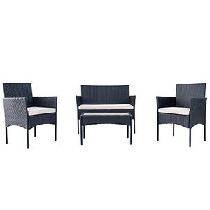 WYLZLIY-Home Set Mobili da Giardino Set Mobili da Esterno 4 Pezzi di Mobili per Mobili per Esterni da 4 Pezzi Balcone di Alta qualità Set di Mobili da Giardino Set con Cuscini di Seduta Rimovibili