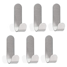 SEBSON® Ganci Adesivi per Bagno o Cucina in Acciaio Inox, 6 Pezzi Ganci Appendiabiti Senza Forare, Porta Asciugamani 60x18x33mm