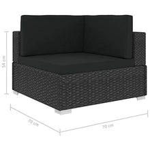 Festnight Set Divani da Giardino in Polyrattan, Set Divani da Esterno con Cuscini, Set di Mobili da Giardino Nero 4 pz