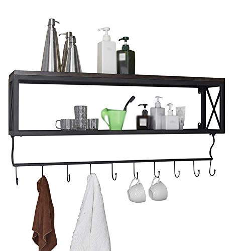 Semplicità Elegante Scaffale a Muro Scaffalature Sospese Scaffali in Stile Americano Appendiabiti Piatti Portaoggetti Bicchiere da Acqua Soggiorno Bagno Cucina, 2 Colori, 3 Dimensioni, HJJ, Nero,