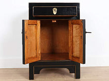 Yajutang Cassettiera cinese Cina comodino nero con bordi in legno naturale