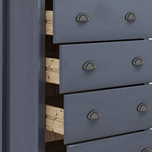Ausla - Mobiletto con 4 cassetti, cassettiera bianca in legno di pino massiccio, per soggiorno, ingresso e camera da letto, 79 x 40 x 110 cm, grigio e marrone miele