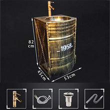 YRRA Autoportante Bagno Mobile Lavabo, Stile Industriale Ferro Battuto Mobile Bagno con Lavabo con Rubinetto e Scarico 20,8 x 17,7 x 32,2 Pollici,Bronzo,Sink Cabinet