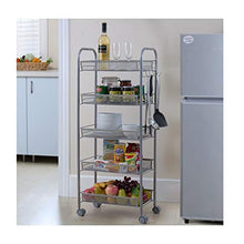 FKYTH Carrello da Cucina con Ruote Carrelli a 5 Piani in Acciaio Inossidabile (Color : Gray)