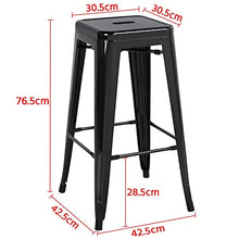 Yaheetech Set 4 Sgabelli Alti da Bar Cucina in Metallo Industriali Impilabili Neri 76 cm