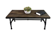 Furniture Pipeline Corvallis Industrial Rectangle Pipe Coffee Cocktail-Table Metal with Reclaimed Aged Wood Finish - CT1-BL/BL/BL