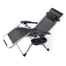 Sedia reclinabile pieghevole, sedia reclinabile regolabile lounge lounge patio con cuscino di supporto lombare e supporto tavolino 600lbs