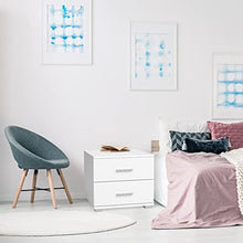 MIADOMODO® Comodino, Set da 2 - con 2 Cassetti, 40 x 40 x 35 cm, in MDF, Colore a Scelta - Armadietto, Mobiletto, Comodino da Camera da Letto, da Notte, Salotto (Bianco)