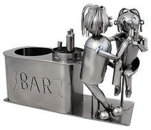 Brubaker Amanti portabottiglie Vino Presso Il Bar Oggetti Decorativi in Metallo Oggetto Decorativo Coppia Regalo Stand Bottiglia con Biglietto di Auguri