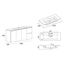 taviani Mobile da Bagno Sospeso con Lavabo 100x35cm in MDF Urano Grigio Opaco