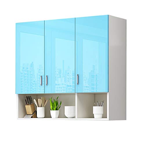 Mobiletti e armadietti Armadio A Muro Armadio Bagno Rack Balcone Armadio da Cucina Soggiorno con Vetrina Porta (Color : Blue, Size : 90 * 30 * 80cm)
