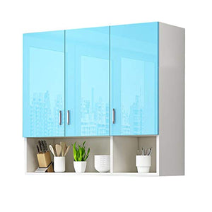 Mobiletti e armadietti Armadio A Muro Armadio Bagno Rack Balcone Armadio da Cucina Soggiorno con Vetrina Porta (Color : Blue, Size : 90 * 30 * 80cm)