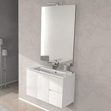 taviani Mobile da Bagno Sospeso con Lavabo 80x35cm in MDF Urano Bianco Lucido