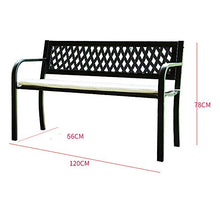 Panchina da giardino poltrona lounge, panchina da giardino in metallo a 3 posti sedile in ferro battuto con schienale e bracciolo, sedia per mobili da giardino terrazza esterna (con cuscino)
