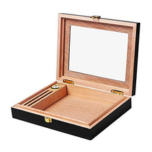Nero di qualità del Cedro A Mano 20 Cigar Humidor, Dialogo Desktop Legno di Cedro Cigar Bagagli con Glasstop,01