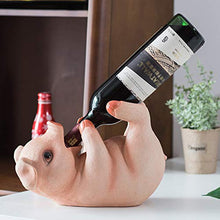 KUKU Creativo Portabottiglie da Tavolo Portabottiglie, Simpatico Portabottiglie Singola in Resina di Maiale, Espositore per Bottiglie di Vino di Lusso, Utilizzato per La Cucina del Bar di Casa