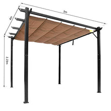 miozzi Pergola da Giardino 3X4m in Alluminio con Telo Scorrevole Nera e Beige