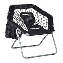 Relaxdays Webster, Max, Tasche Laterali Sedia Bungee, Camping Chair Pieghevole, 70 x 84 x 75 cm, Poltrona Elastica, Fino 100 kg, Portaoggetti, Nero, hxlxp