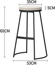 Yxsd - Sgabello rotondo in ferro nero, per la colazione, per la cucina, il bancone, la casa, la sedia commerciale LOFT con cuscino in velluto bianco, stile retrò (dimensioni: altezza 65 cm)